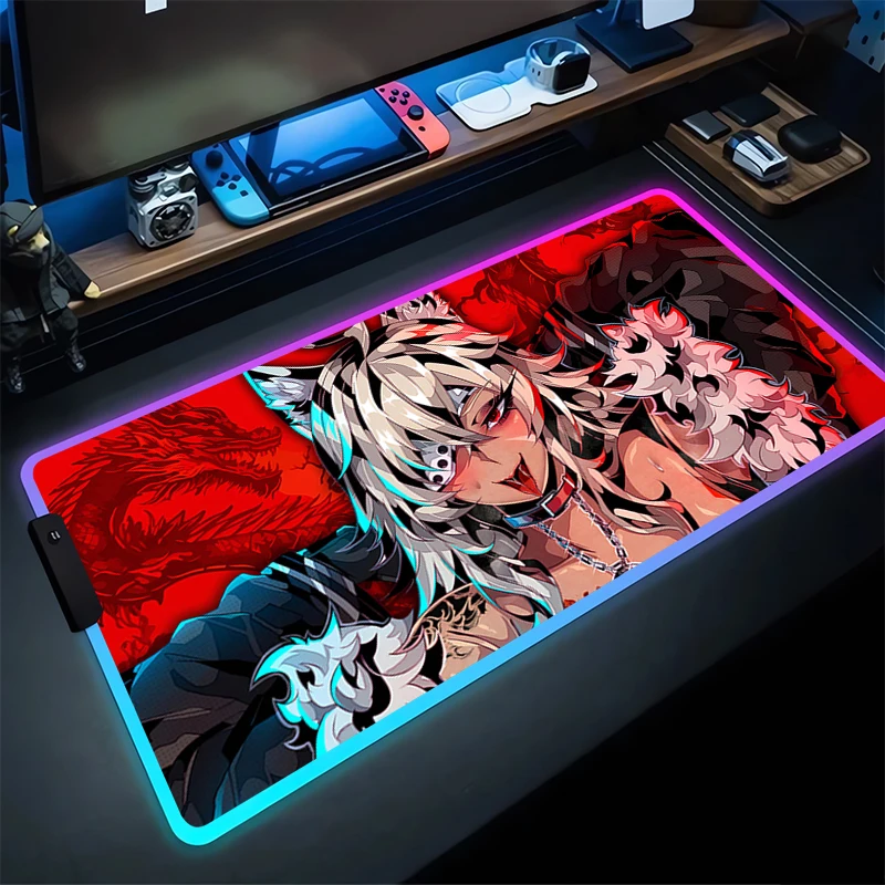 

RGB Mouse Pad Non-Slip Rubber Edge locking mousepads Game play mats notebook computer Anime sexy girl Home Decor Fashion tide