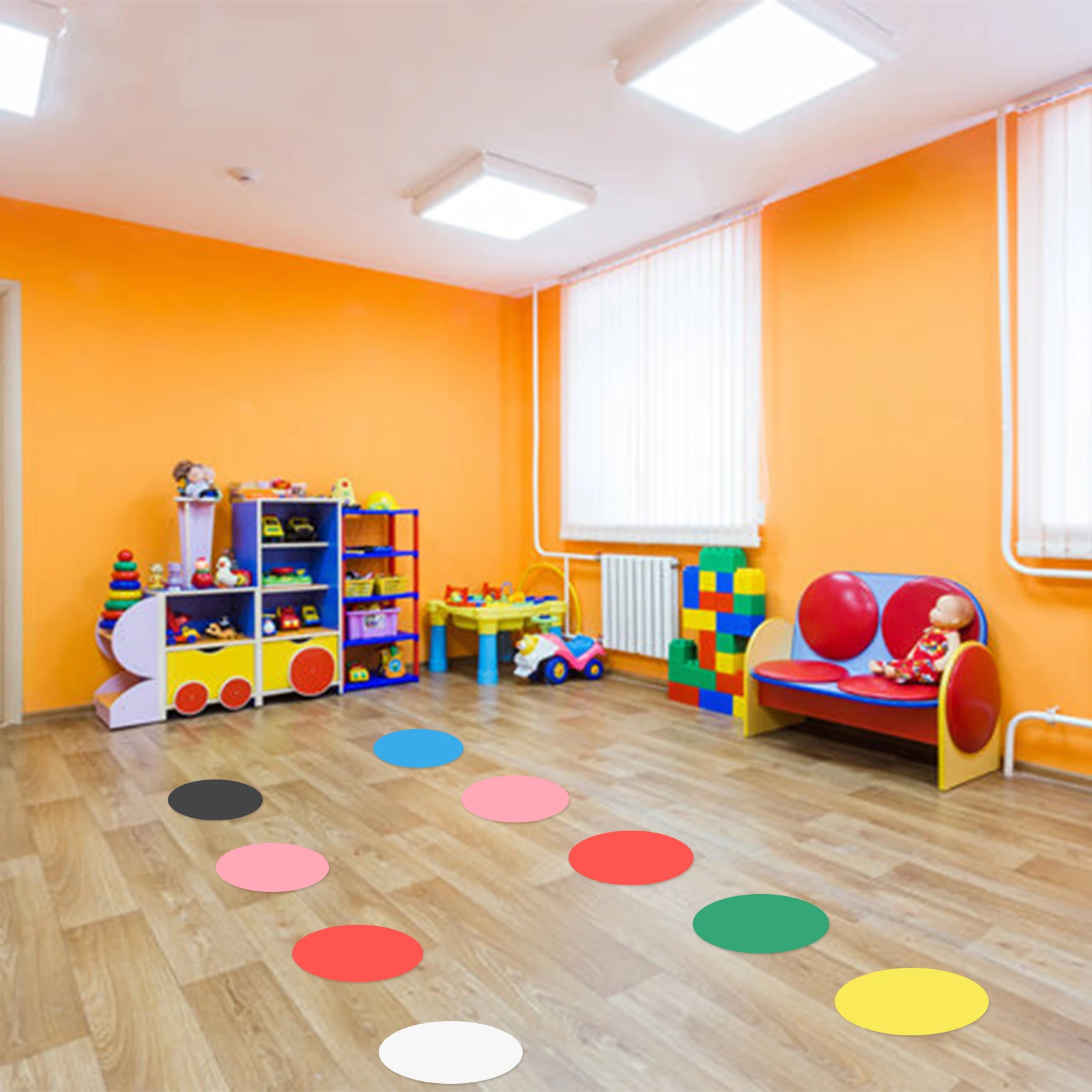 42/60 Stück 15,2 cm runde Etikettenaufkleber, Klassenzimmer-Dekor, Bodenaufkleber, selbstklebende Punkte, Marker, trocken abwischbare Kreise, Dichtungsaufkleber