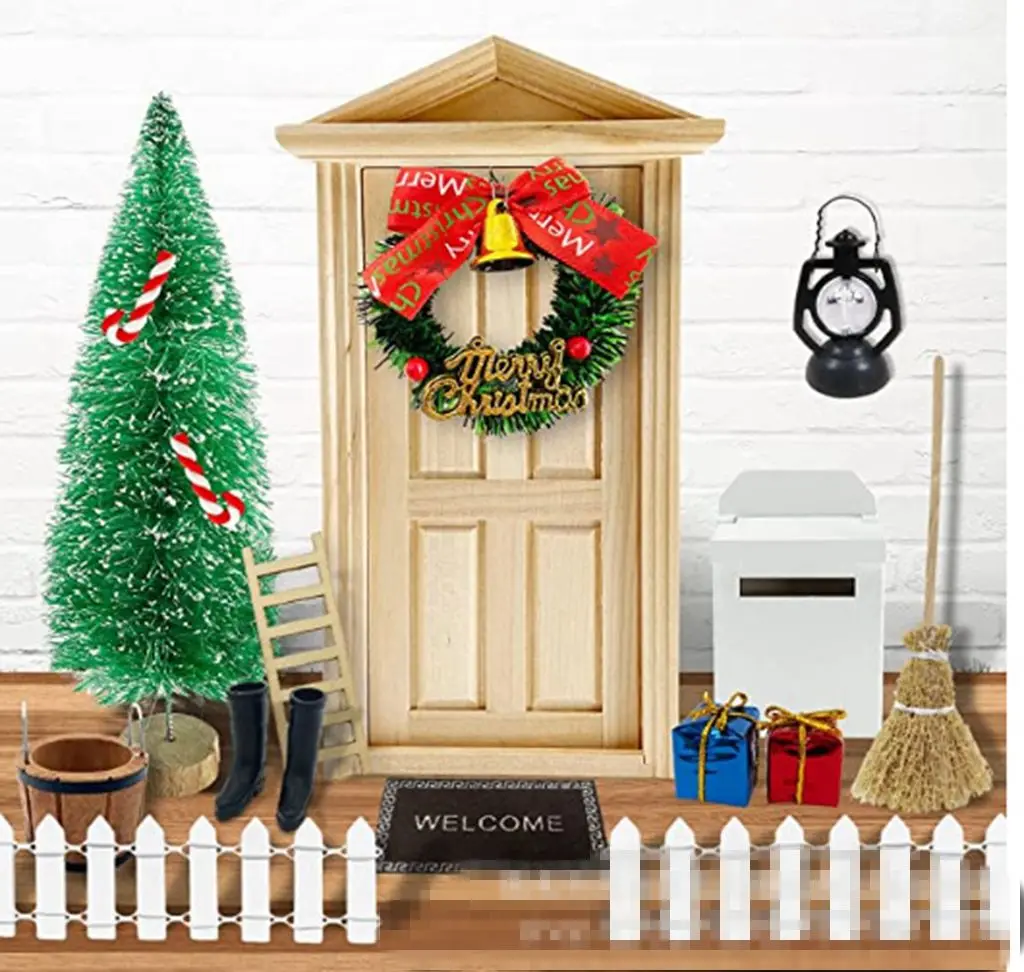 

1:12 Scale Dollhouse Door | Wooden A-Frame Gable Door with 4 Panels | Exterior Opening Miniature | Blythe Doll House DIY Scene A