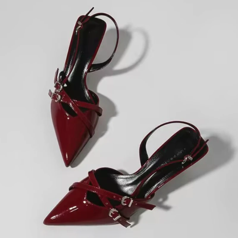 Neue sexy spitze Damensandalen, modische und elegante Mules mit offenem Absatz, Sommer-Outdoor-Partykleider, Damen-High-Heels