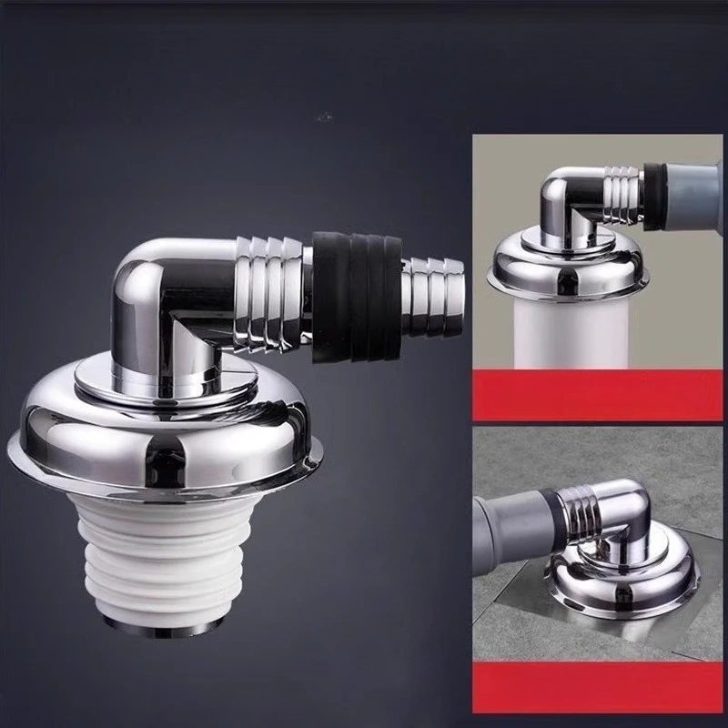 Washing machine floor drain connector, drain pipe, sewer odor and overflow preventer, bathroom three-way cover