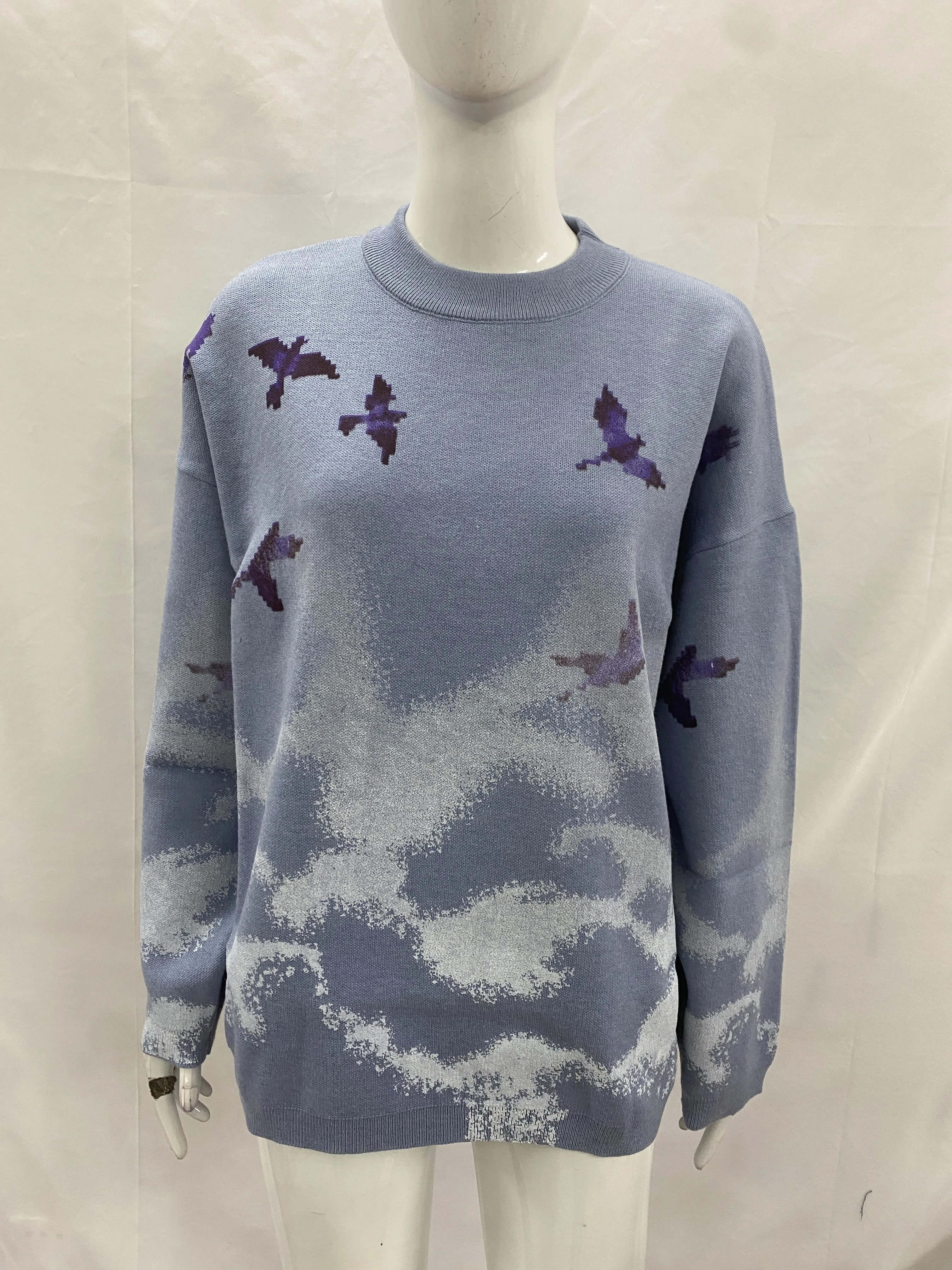 

Warm autumn and winter Chinese ancient style landscape pattern jacquard pullover sweater knitted sweater fashionable commuting