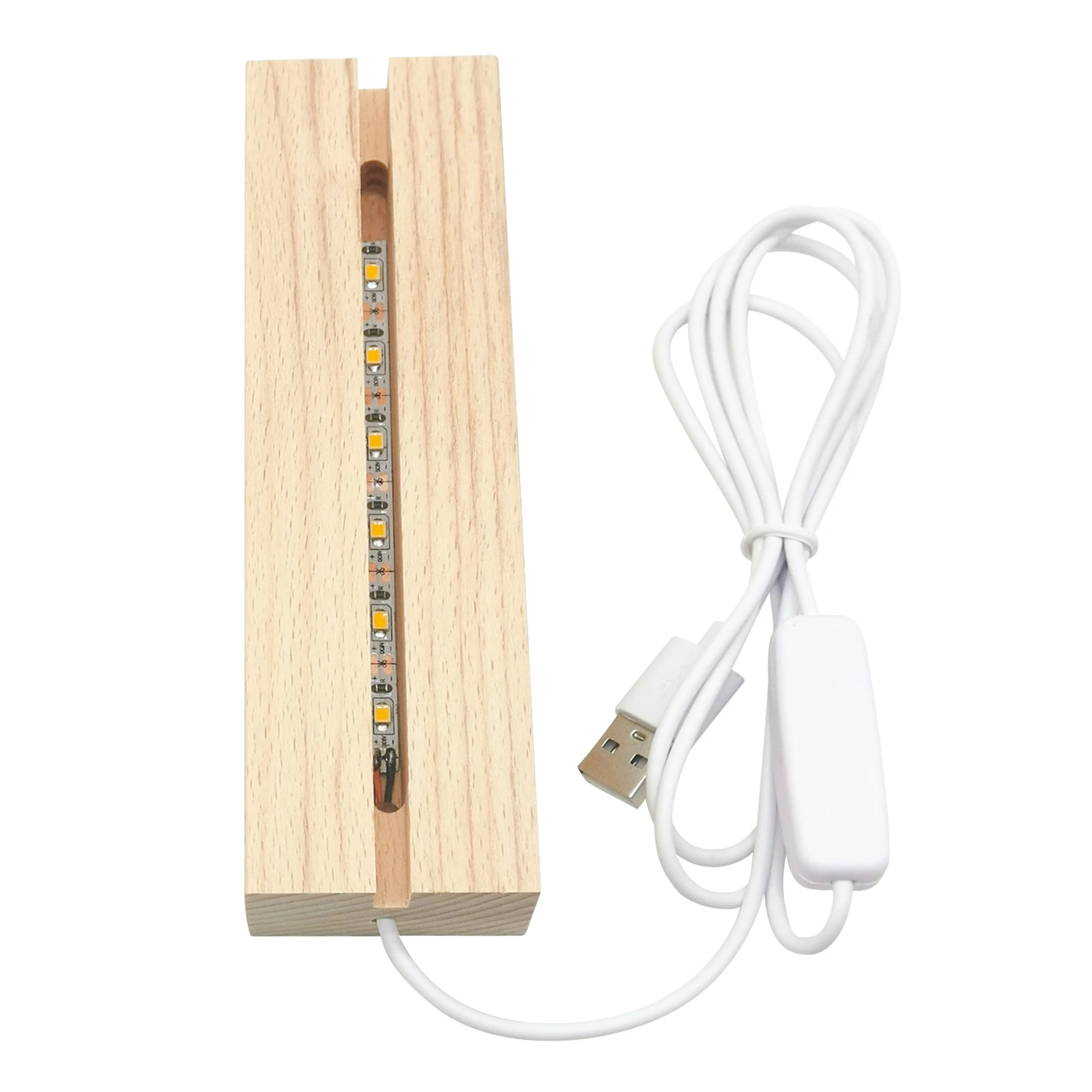 10-1pcs LED Wood Light Base Stand Display Crystal Lamp Acrylic Light Plate Base USB Wooden Base for Resin Art Lights