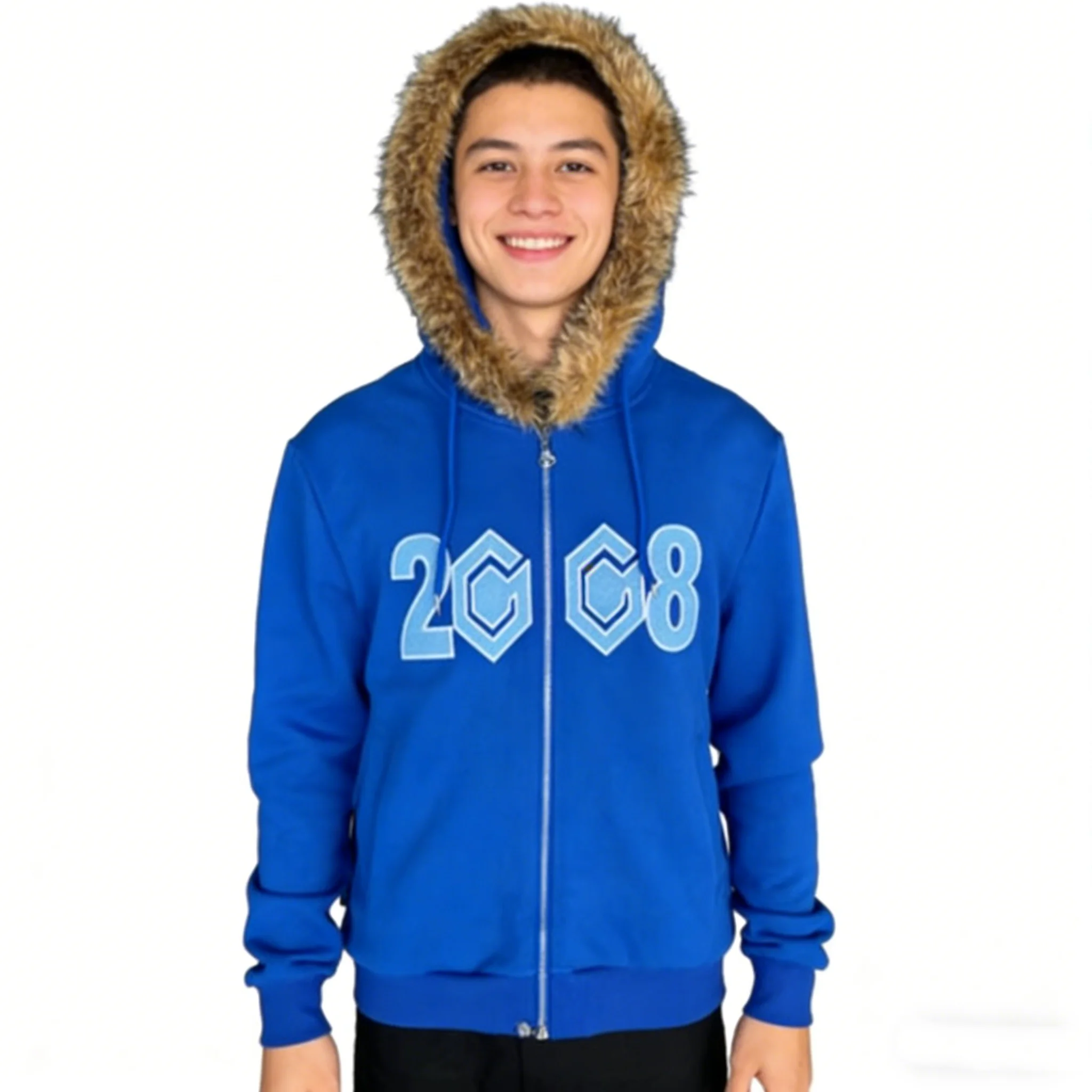 

26 новых унисекс-курток с капюшоном на молнии, с меховым воротником и цифровым принтом, в стиле парной одежды