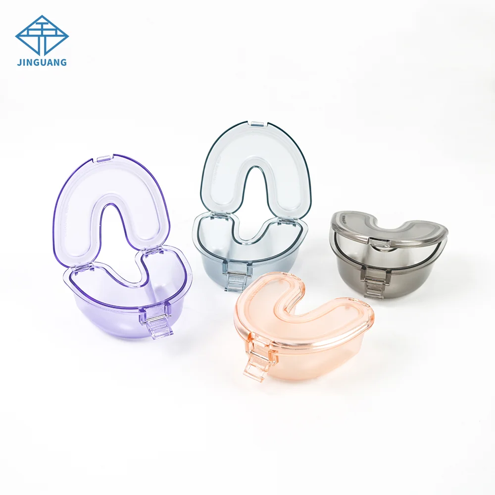 20 Pcs Simple Denture Case Sealed U Shape Transparent Denture Box Mouthguard Container Oral Care Denture Storage Container