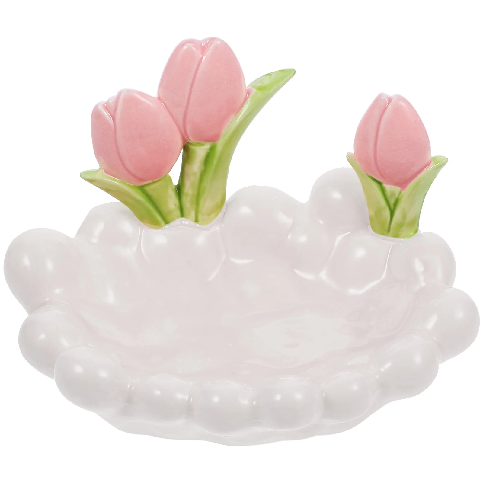 

Ceramic Tulip Jewelry Tray Desktop Key Storage Holder Perfume Lipstick Storage Organizer Dish Key Tray Jewelry Dish