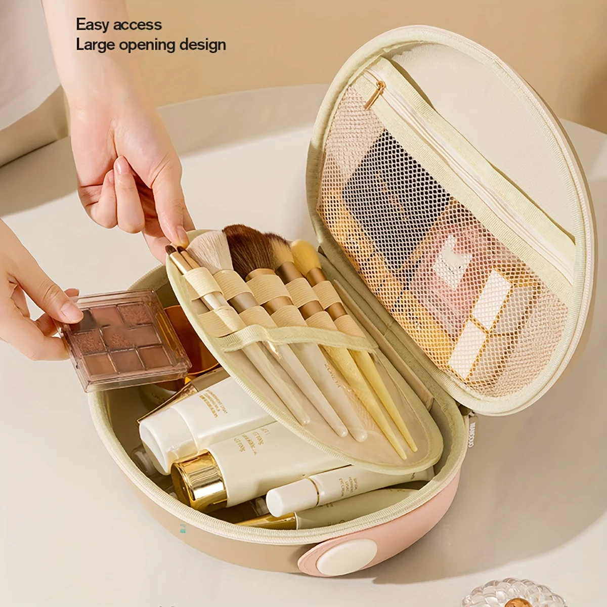

1pc Stylish EVA Handheld Cosmetic Bag Large Capacity Travel Makeup Organizer with Multi-Layer High Quality Portable Unisex PVC