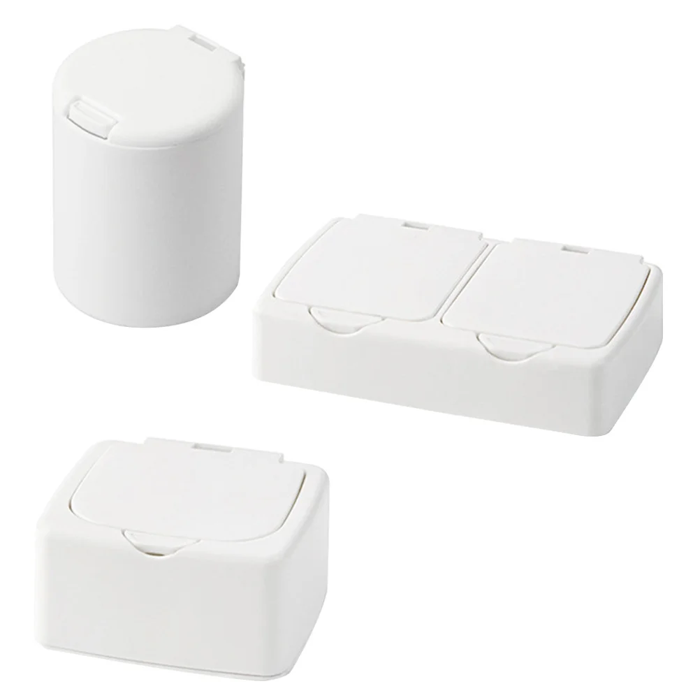 

3Pcs Multi-Function Storage Box Desktop Organizer White Sundries Cases Push-Button Holder for Toothpicks Clips Accessories