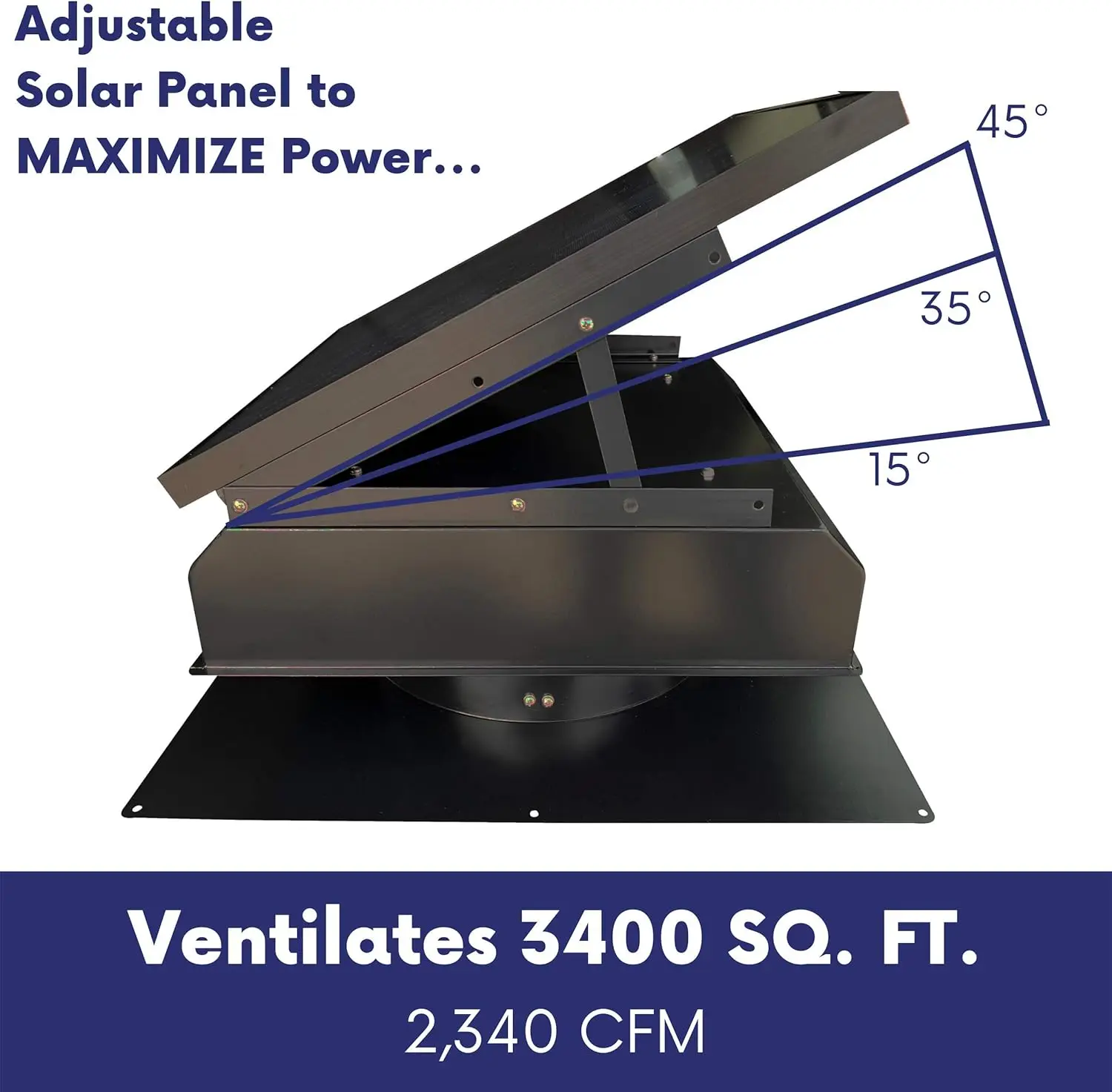 Ventilatore solare per soffitta da 40 Watt - Include adattatore da 110 V per funzionamento notturno con guida automatica