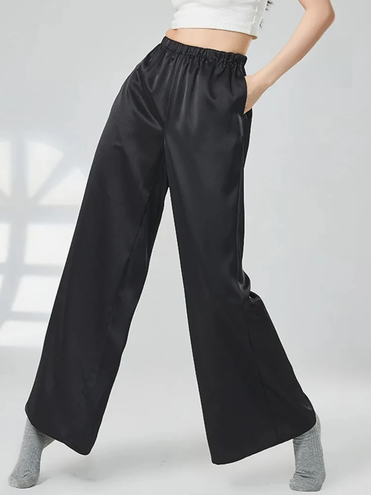 Women Wide Leg Loose Dance Trousers High Waist Solid Color Classical Folk Stage Wear Chinese Dance Practice Pants for Adults