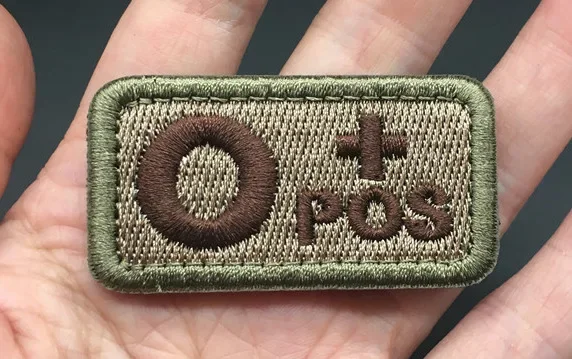 Army Green Blood Type Embroidery Patch Hook&loop Medic Badge ABO POS NEG Label 8 Blood Groups Sign for Tactical Backpack Casque