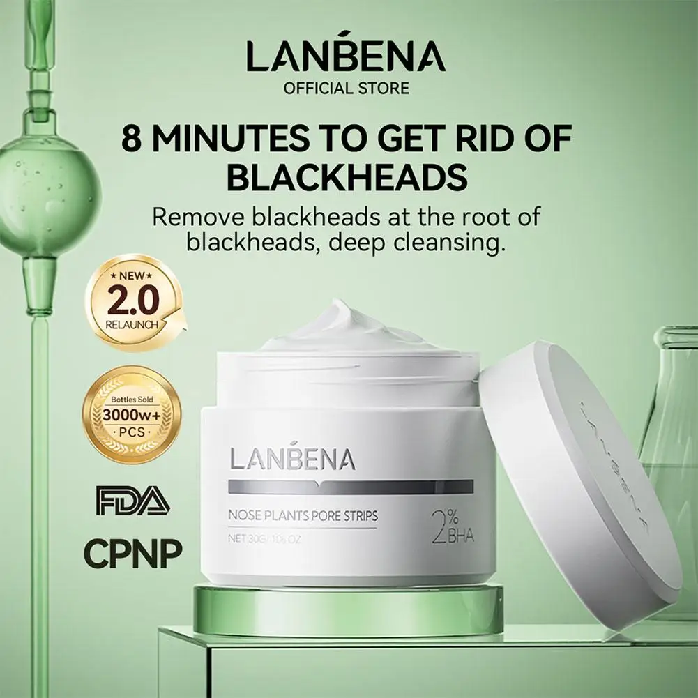 Lanbena removedor de cravo máscara facial tira de poros máscara preta peeling rosto limpeza profunda hidratante cuidados com a pele