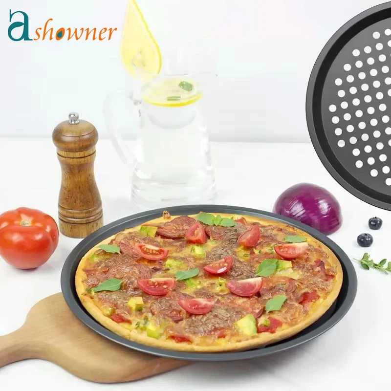 

Nonstick Rolling Bucket with Holes Tray Carbon Steel Perforated Pizza Pan Cooking Plate Dish Rack Kitchen Baking Tools