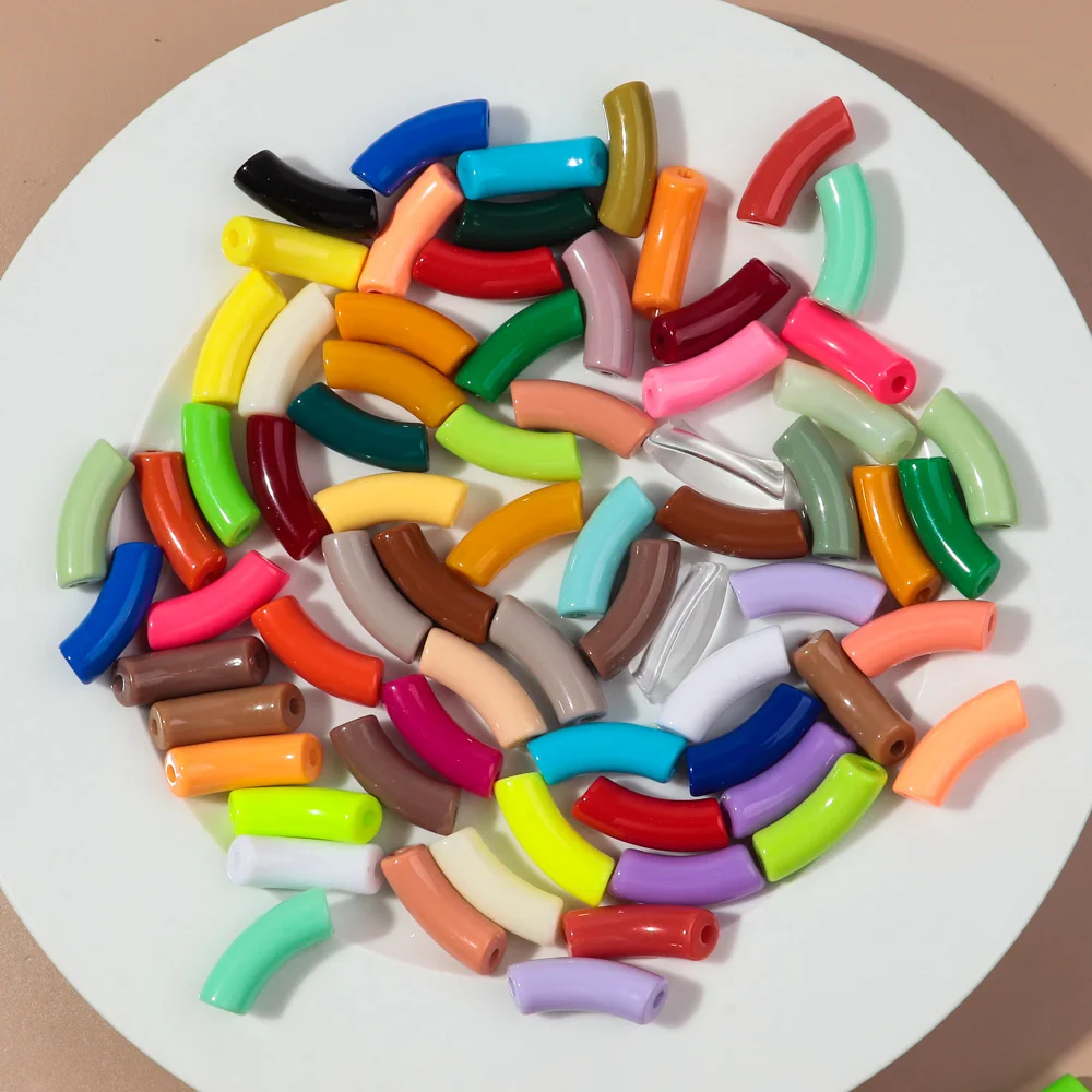 20 teile/los Acryl 11mm Bambus rohr Perlen einfarbig klobig gebogenes Rohr lose Perle für DIY Armband Halskette Schmuck Zubehör – Detail 14