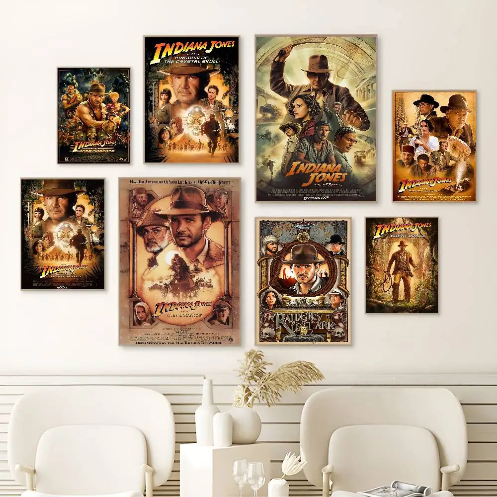 Action Adventure Film I-Indiana J-Jones Vintage Posters Sticky Retro Kraft Paper Sticker DIY Room Bar Cafe Kawaii Room Decor