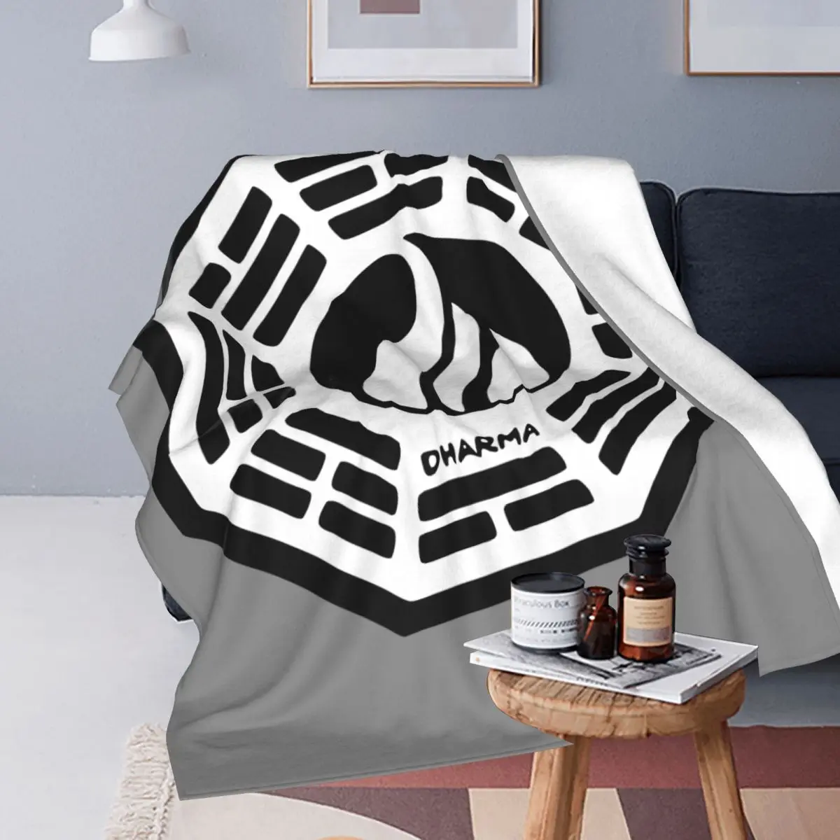 Dharma Initiative Logo Lost TV Show Blanket Flannel Printed Portable Lightweight Thin Throw Blankets for Bedding Travel Quilt