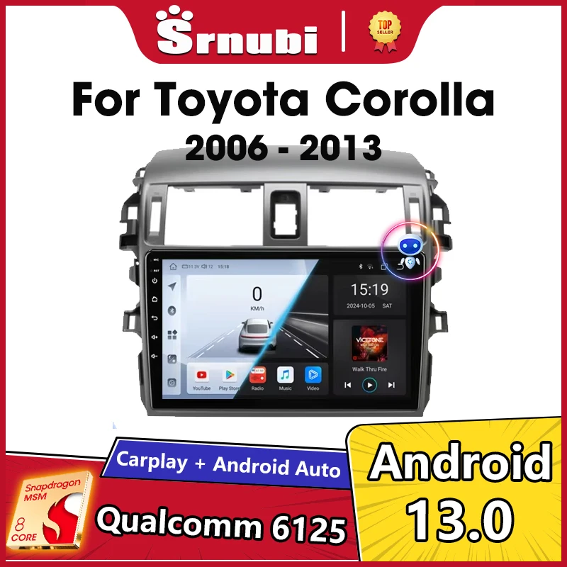 

Srnubi Android 13 Carplay for Toyota Corolla E140 E150 2006 - 2013 Car Radio Multimedia Player 2 Din GPS Stereo IPS DVD Speakers