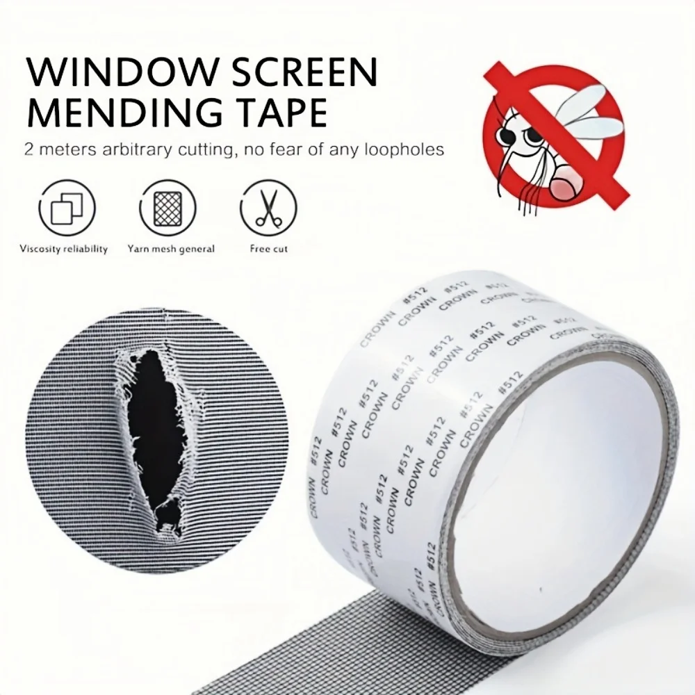 1 roll 2M Strong Self-Adhesive Window Screen Repair Tape - Cover Holes and Tears, Keep Insects Out  Window Screen Mosquito Net