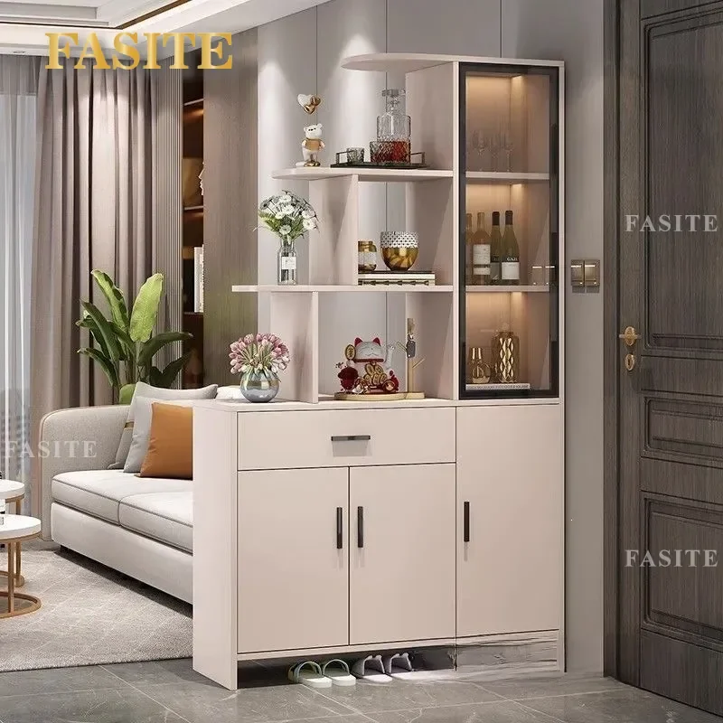 For Entry Solid Wood Shoe Cabinet Integrated Cream Style Living Room Wine Cabinet Modern Screen Partition Hall Storage