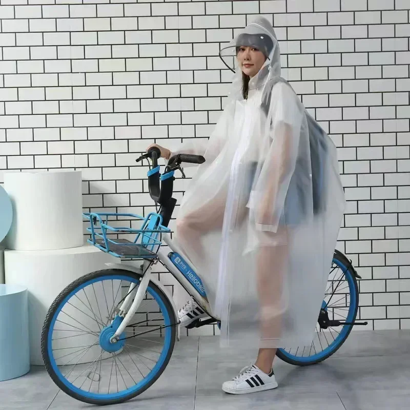 Langer einteiliger Regenmantel, langer Regenmantel mit doppelter Krempe, dreifach in einem Regenmantel, geeignet für Rucksack, Spaziergänge, Radfahren usw