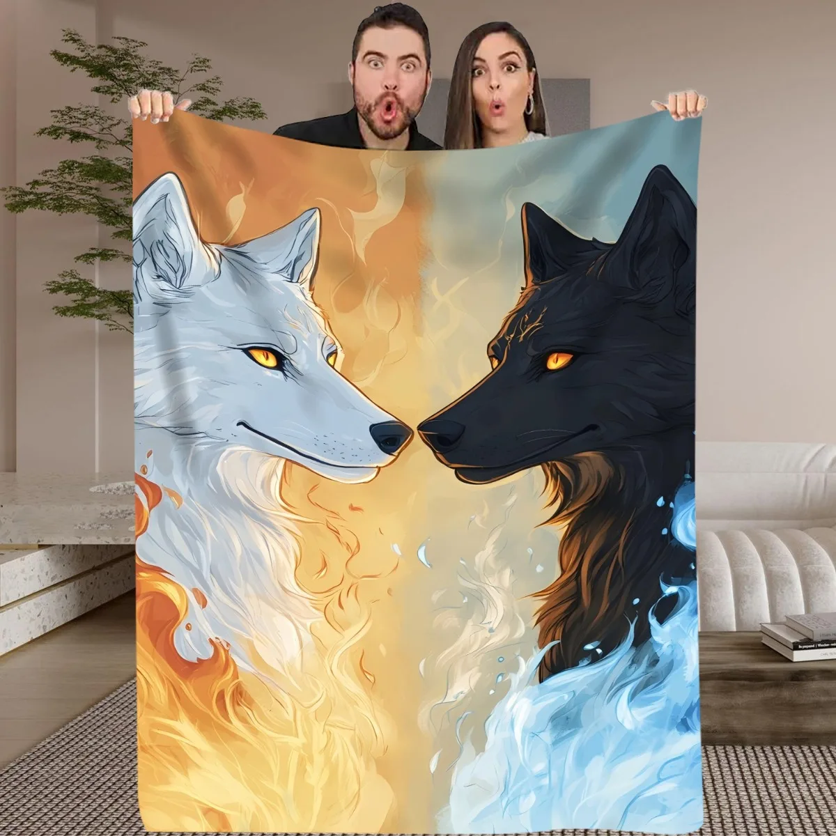 1pc Dance of Ice and Fire Digital Printed Design Pattern Blanket, All-Season Soft and Warm Throw, Ideal for Home Bedroom, School