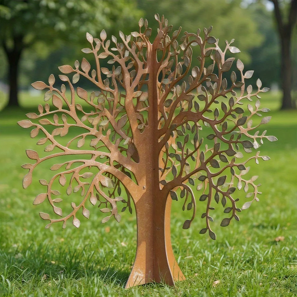 Metal Tree of Life Garden Decor, Natural Rusty Look, Suitable for Home and Garden, Outdoor Decoration, Art Design, Suitable for Valentine's Day, Mother's Day