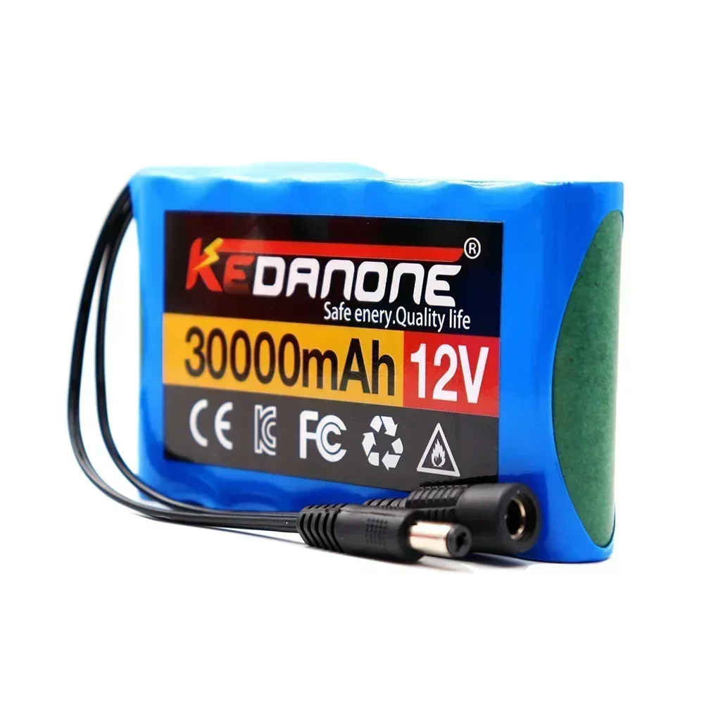 Batterie Ion Rechargeable Portable pour Lampes de Pêche, Chargeur, Capacité DC 18650 V, 30Ah, 20Ah, 12V, 30000mAh, 3s2p, 12.6