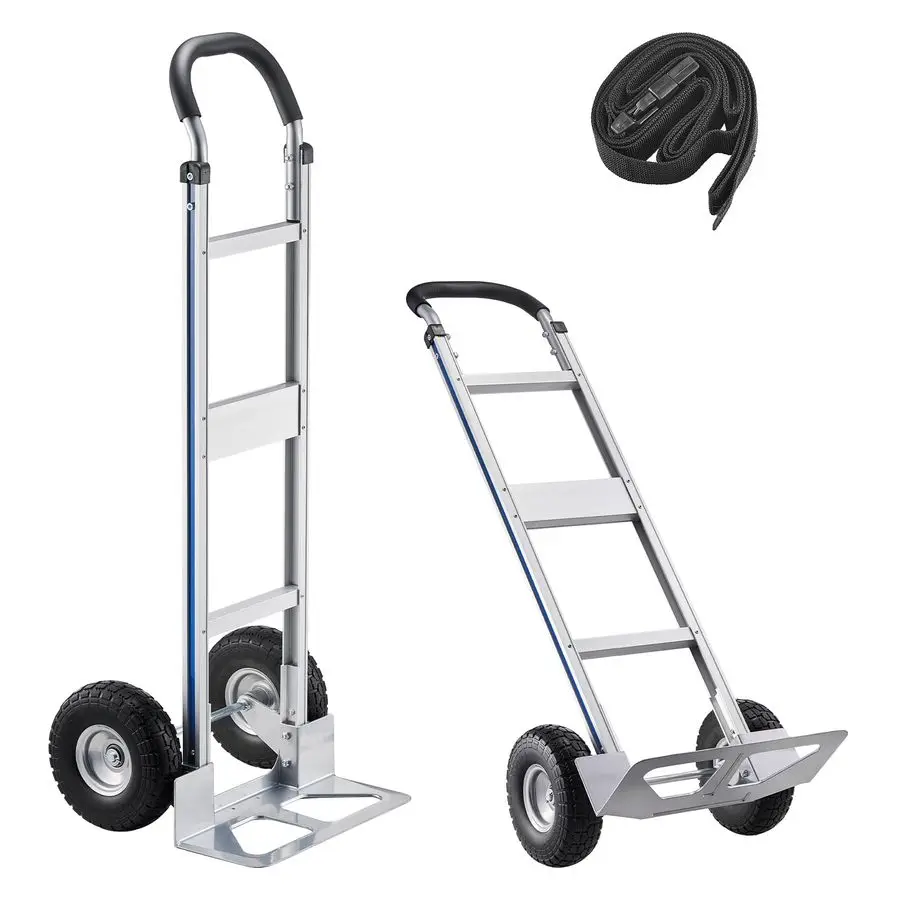 

Aluminum Hand Truck, HeavyDuty Hand Truck Dolly with NonSlip Wheels amp Handle, 500 LBS Aluminum Alloy Portable Trolley Dolly wi