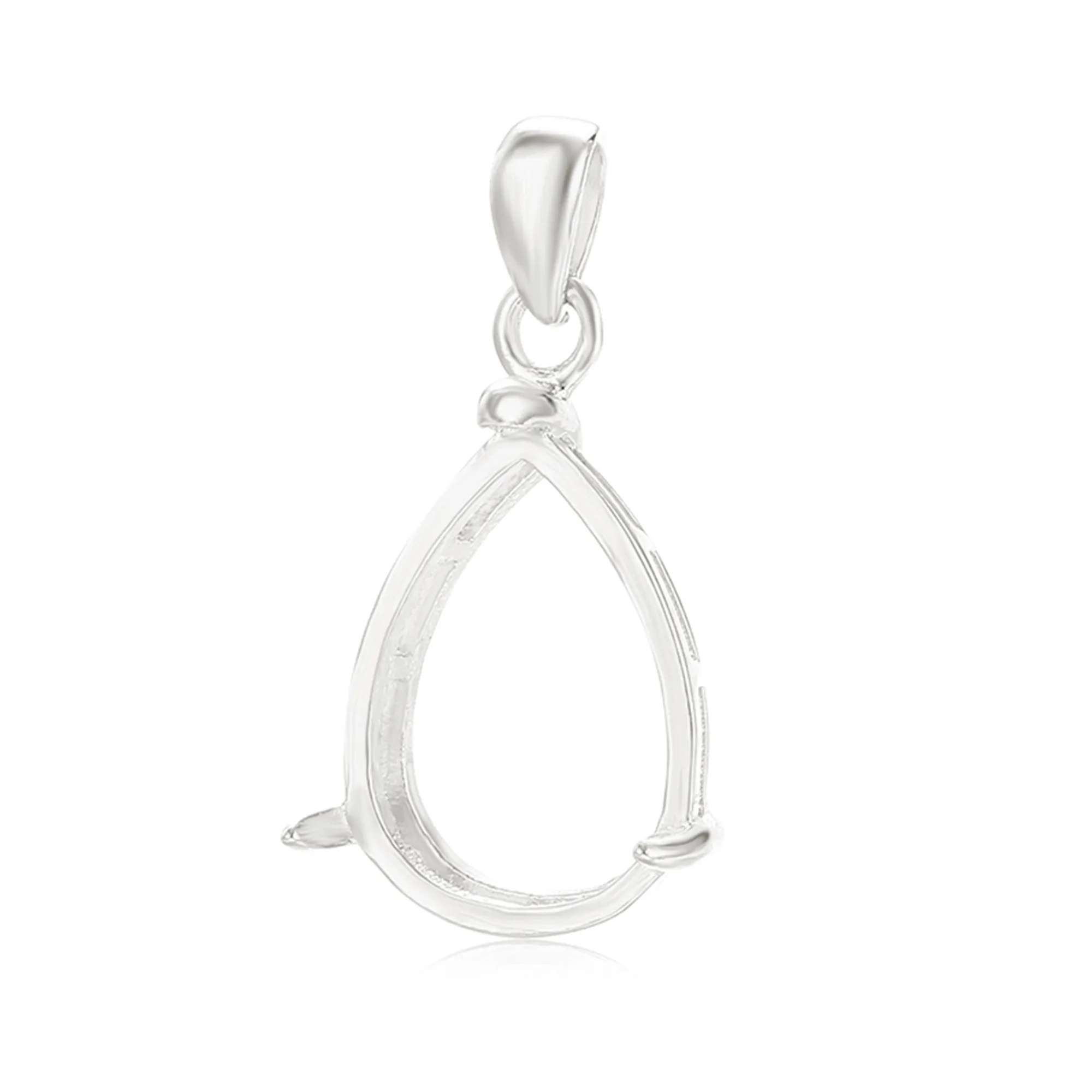 

Pendant Base for 6x8mm/7x9mm/8x10mm/10x14mm/13x18mm Teardrop Cabochons White Gold Plated 925 Silver Pendant Blank