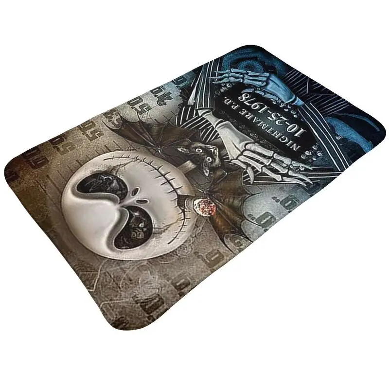 Custom Jack Skellington++ Front Door Mat Anti-Slip Indoor Waterproof Doormat Floor Bath Entrance Rug Carpet