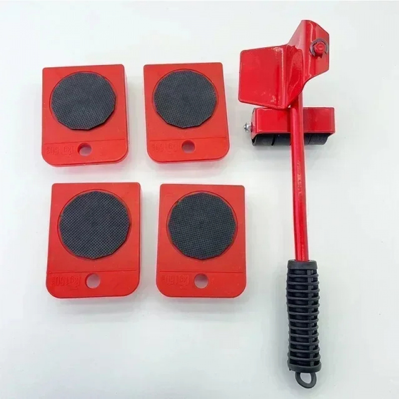  5Pcs Furniture Moving Roller Set Professional Casters & Lifter for Heavy Household Goods Transport 