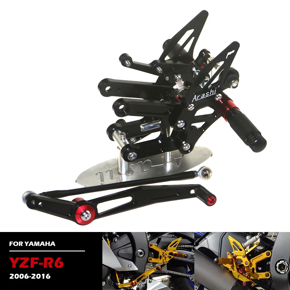 R6 Motorcycle Adjustable Rearset Foot Pegs For YAMAHA YZF-R6 2006-2016 CNC Aluminum Alloy Modified Accessproes