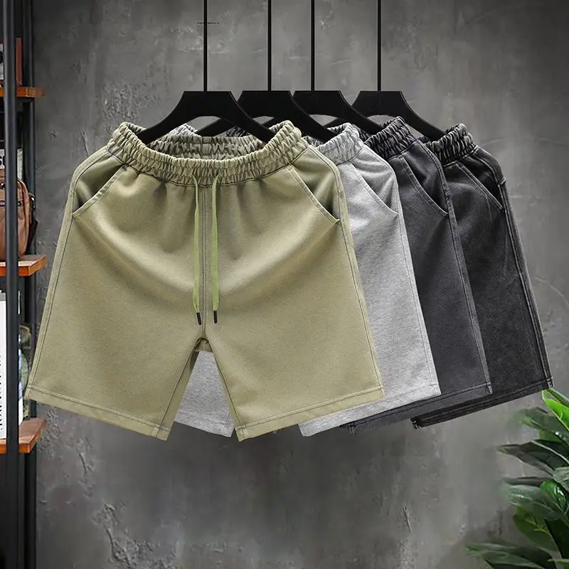 Men's summer loose casual fashion brand solid color sweatpants 2025 new versatile middle pants