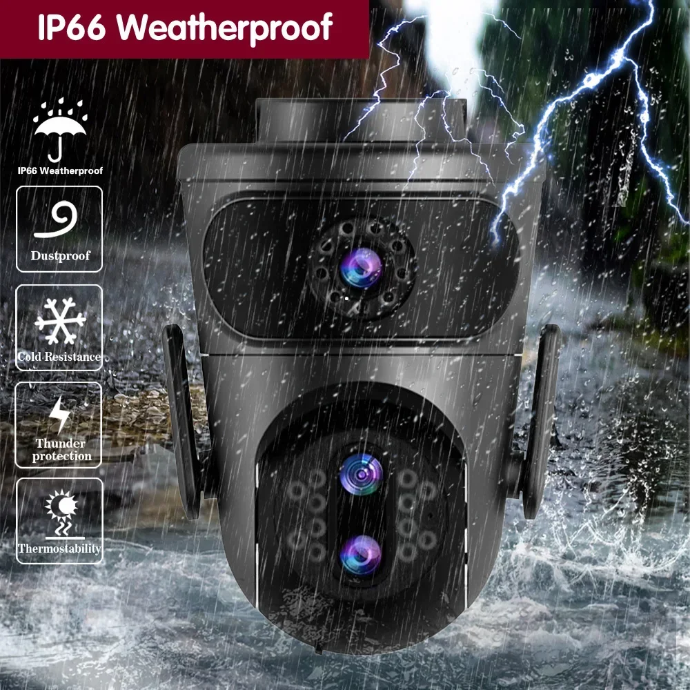 4K WiFi Camera 12MP 10x Zoom Outdoor Night Vision CCTV Dual-screen WIFI Camera AI Automatically Security Protection Monitoring