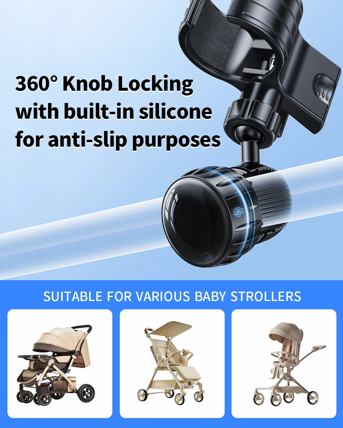Eary Klip Penyangga Kipas Genggam Kereta Dorong Bayi Dapat Disesuaikan Dudukan Universal Beralih ke Aksesori Kereta Bayi Portabel Mini Clip-on