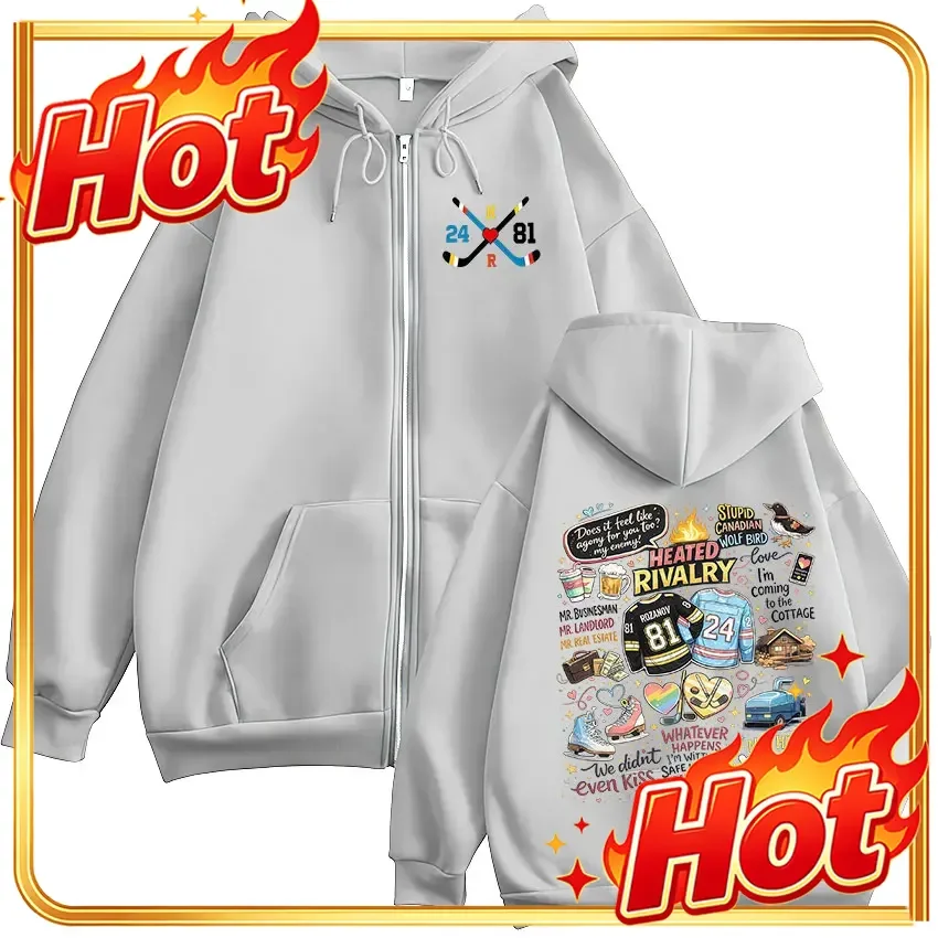 Heated Rivalry Hockey Rivals Kapuzenjacke mit Reißverschluss Shane Hollander ‌   24 Ilya Rozanov 81 Modische Oversize-Fleecejacke, Sweatshirt, Unisex