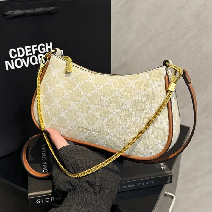 

Luxury Quilted Shoulder Bag - Women's Vintage Floral Crossbody Purse, Elegant Chain Strap Underarm Bag 2025