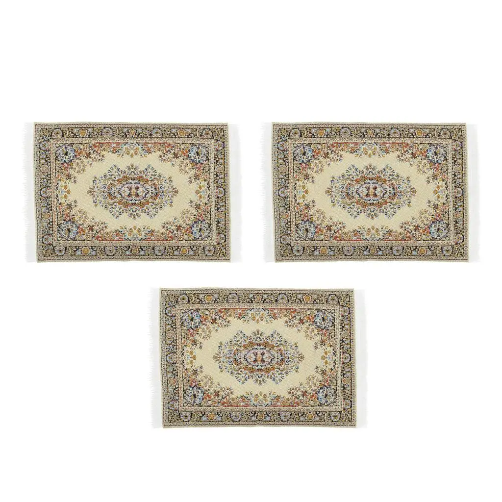 3 pcs 1:12 Style Flooring Rug Carpet Mat Dollhouse Furniture