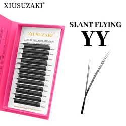 XIUSUZAKI Slant Flying YY Shaped Eyelashes Extensions Matte Black Double Triple Tips YY False Lashes Premade Volume Fan Lashes