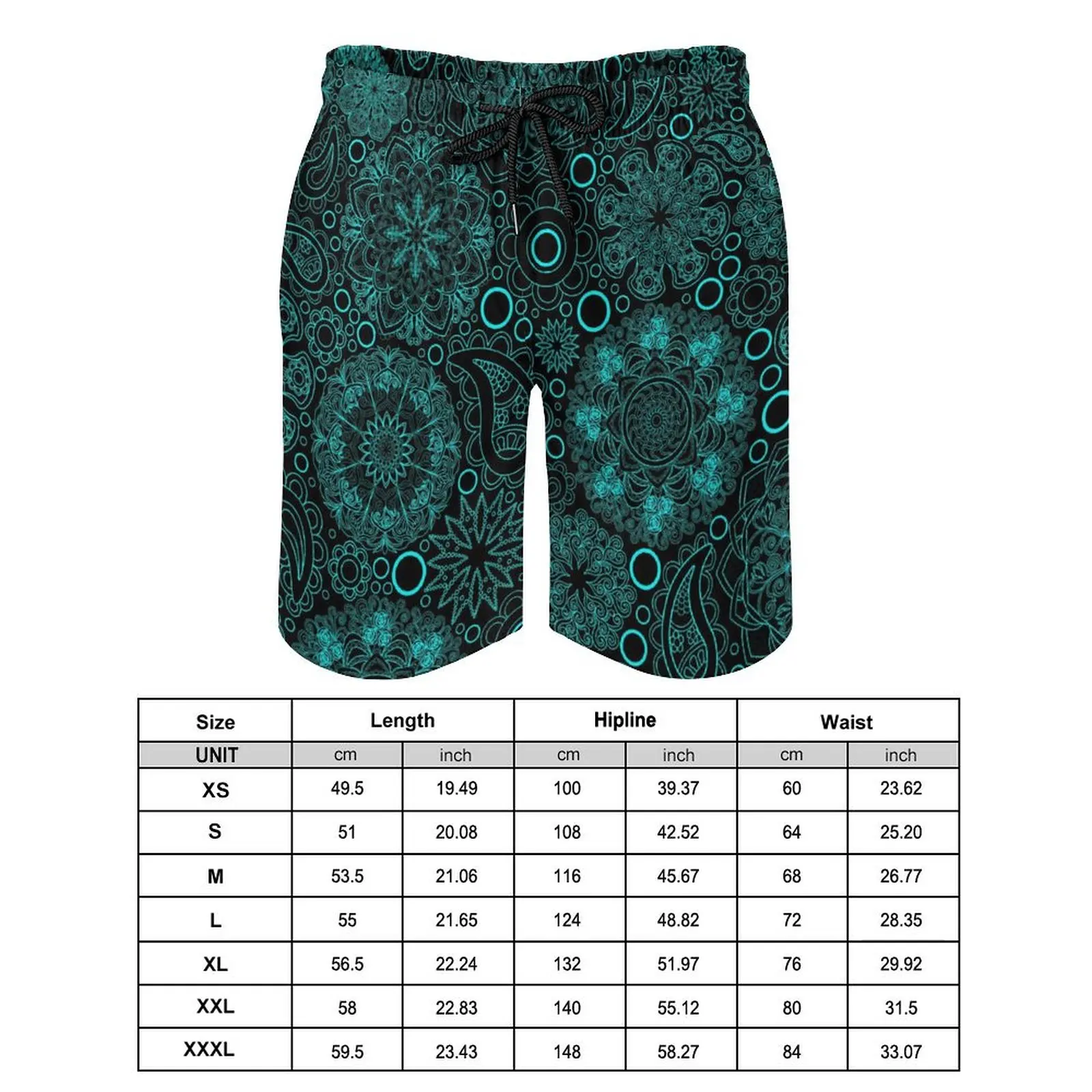 Boho Paisley Gym Shorts Summer Blue Mandala Sports Board Short Pants Man Quick Dry Casual Custom Plus Size Swim Trunks