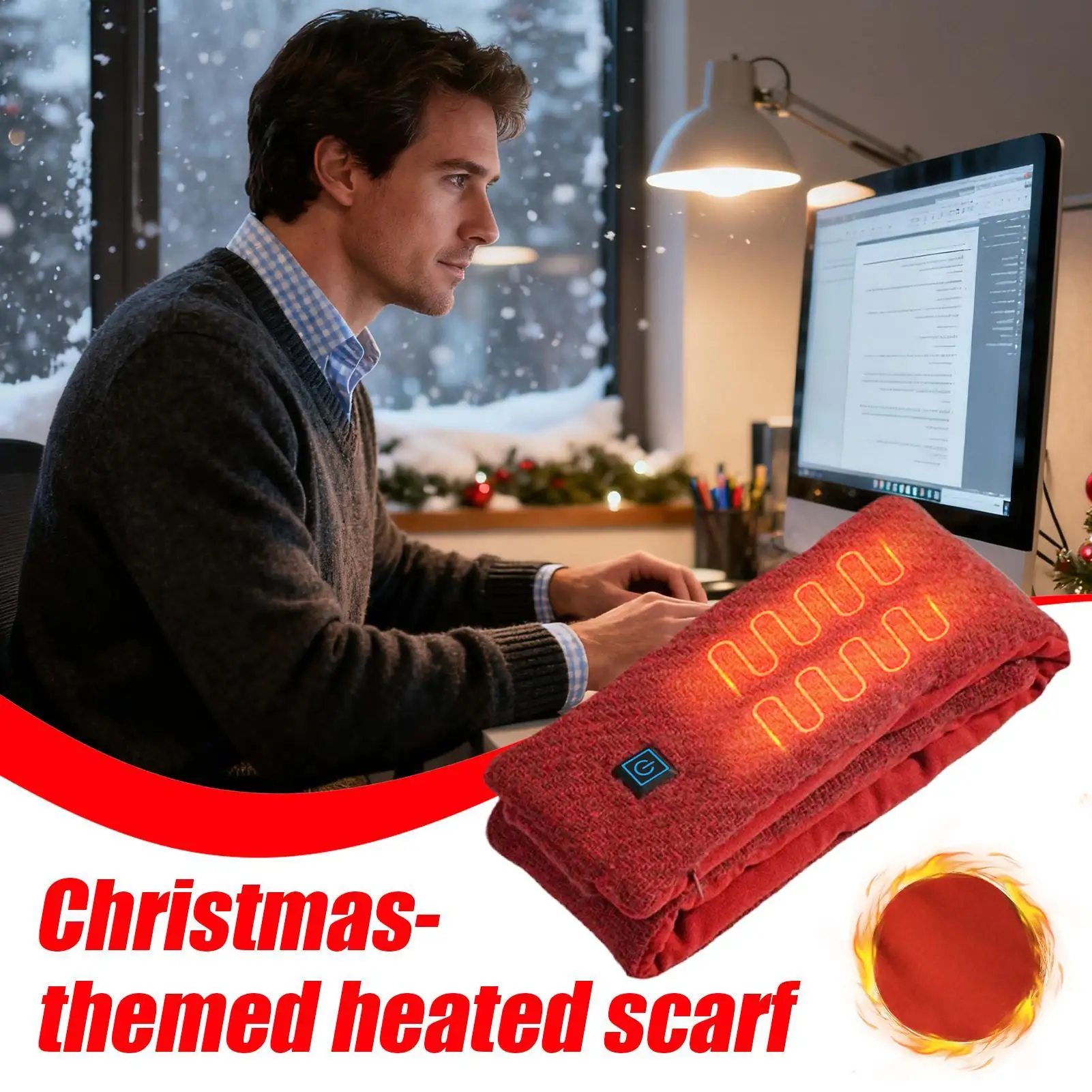 

Шарф с подогревом Универсальный шарф с контролем температуры Перезаряжаемый шарф с 3-мя настройками нагрева Водонепроницаемая шея на Рождество