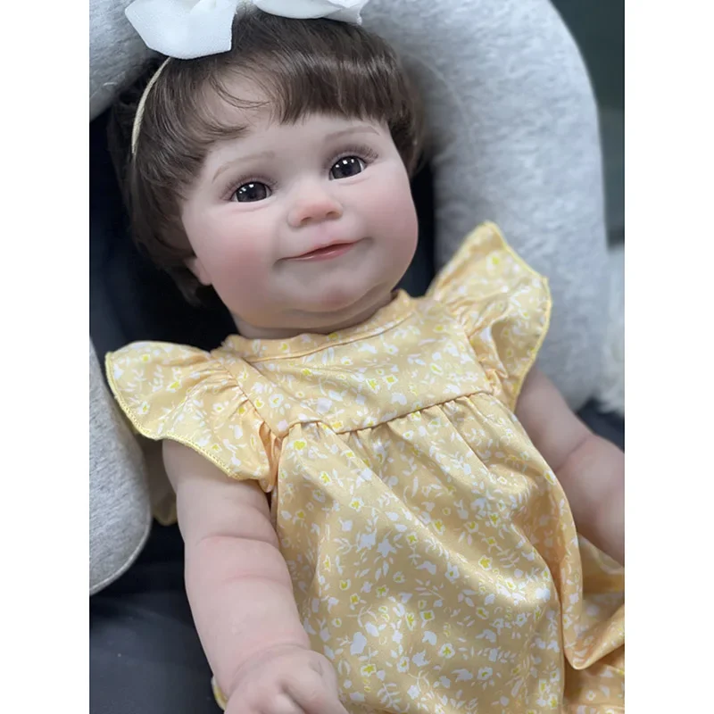 48CM Silicone Reborn Baby Doll Maddie with Rooted Hair Soft Vinyl Newborn Baby Girls Many Details Painted 3D Veins Bebes Reborns