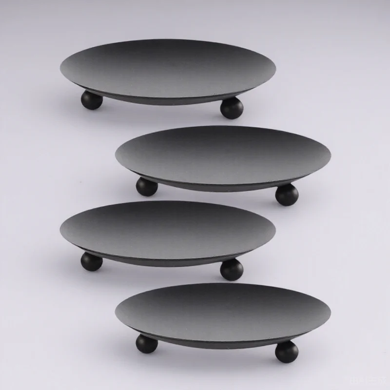 

4Pcs Iron Plate Holders Sturdy High-Temperature Resistant Metal Candlesticks for Living Room Bedroom Dining Table Decor