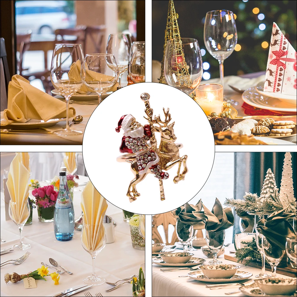 

2 Pcs Napkin Ring Alloy Buckle Party Elegant Christmas Deer Elk Banquet Holder Wedding Dinner Rings