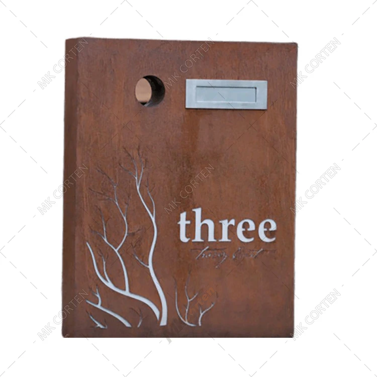 Corten Steel Outdoor Antique Apartment Decorative Metal Mailbox