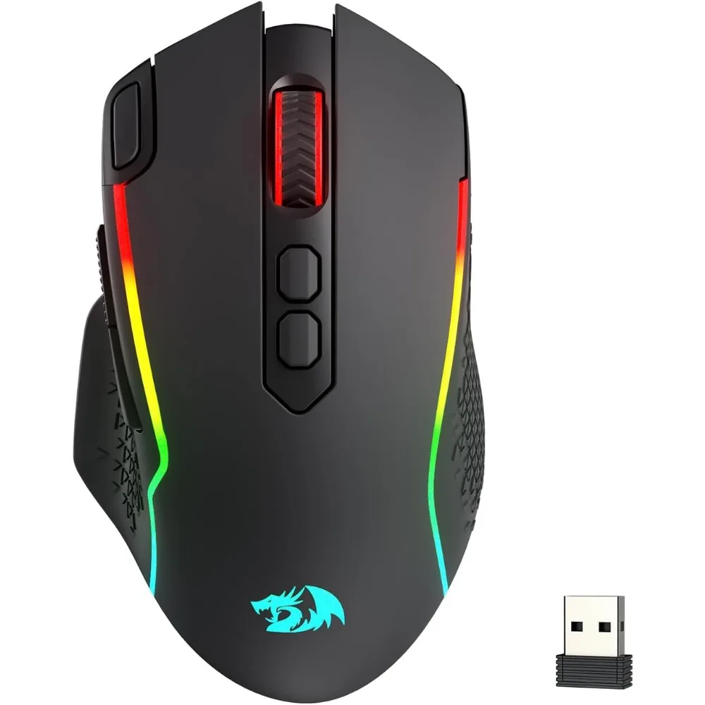 Wireless Gaming Mouse: 12000 DPI RGB, Rapid Fire, 8 Macro Buttons, 188-Hour Battery Life