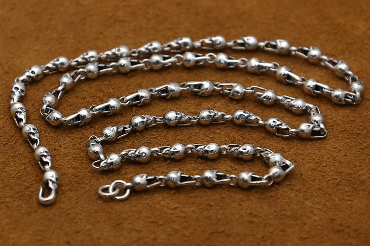 Collier tête de mort en argent regardé S925, pull coréen, bijoux populaires, connexion Sophia Joint JOMale Restant, personnalité