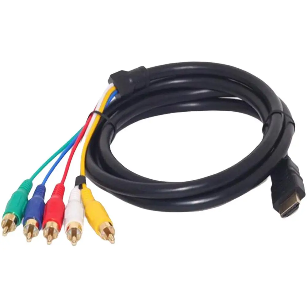 5 pies compatible con HDMI macho a 5-RCA RGB Audio Video AV N Cable dorado convertir componente EWW plateado E9G3