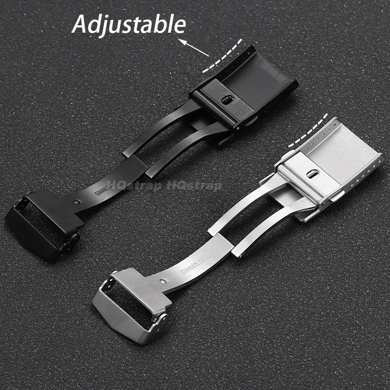 316L Stainless Steel Watch Strap Buckle 18mm 20mm 22mm Metal Solid Folding Clasp Adjustable Deployment Button Watch Accessories