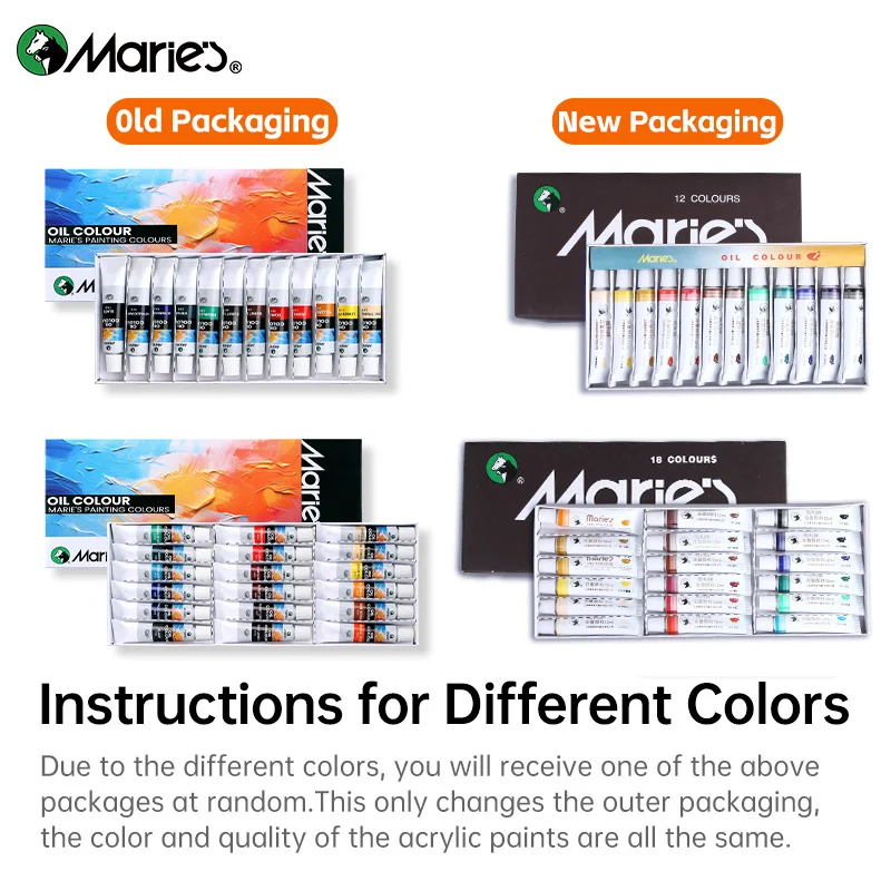Marie\'s Artists\' Oil Paint Set,12/18 Vibrant Colors,Rich Pigments Oil Based Paint Kit of 12ml/0.4floz Tube for Canvas,Paper
